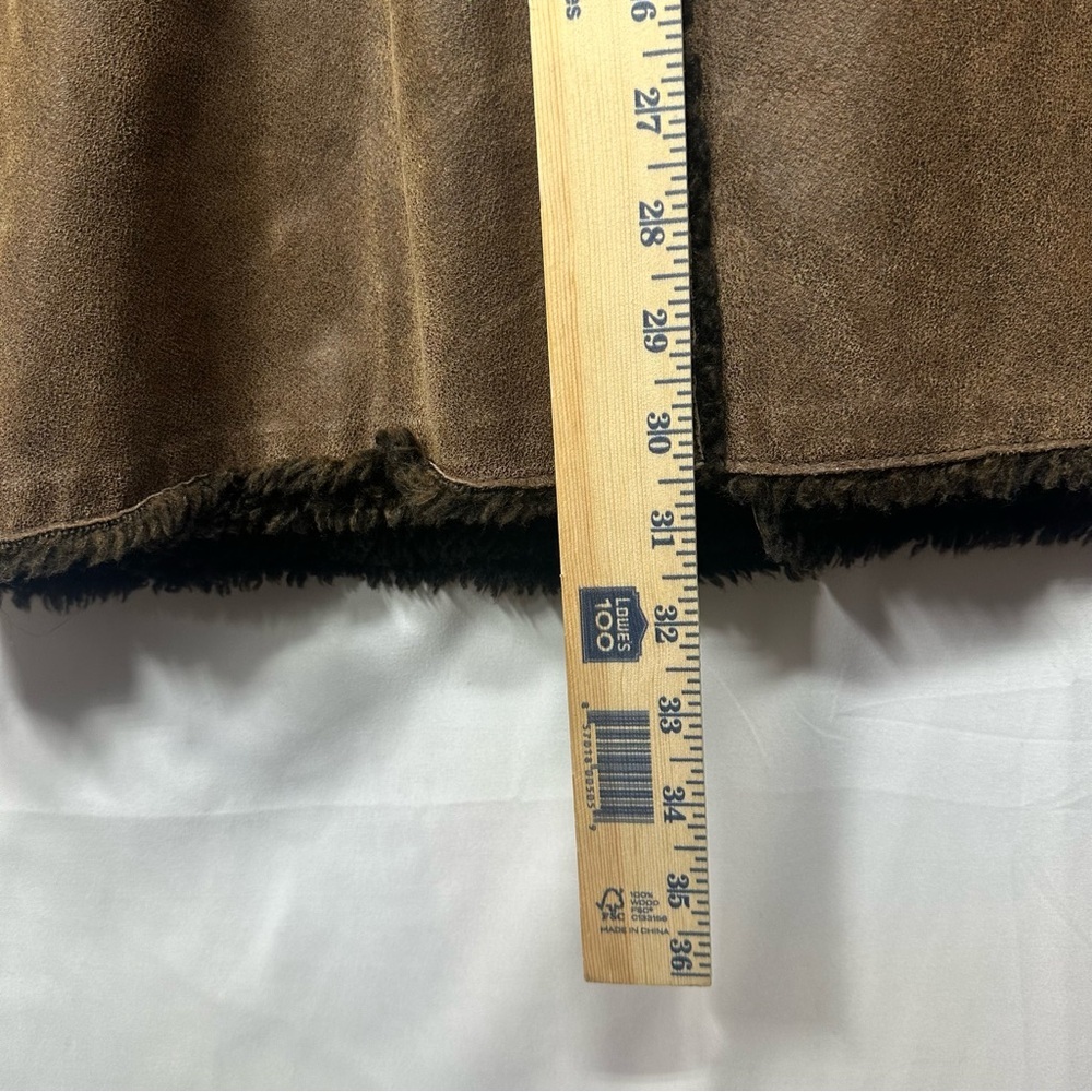 GUESS Genuine Leather Shearling Jacket Brown Sherpa Lined Coat Men’s XL - Picture 5 of 7
